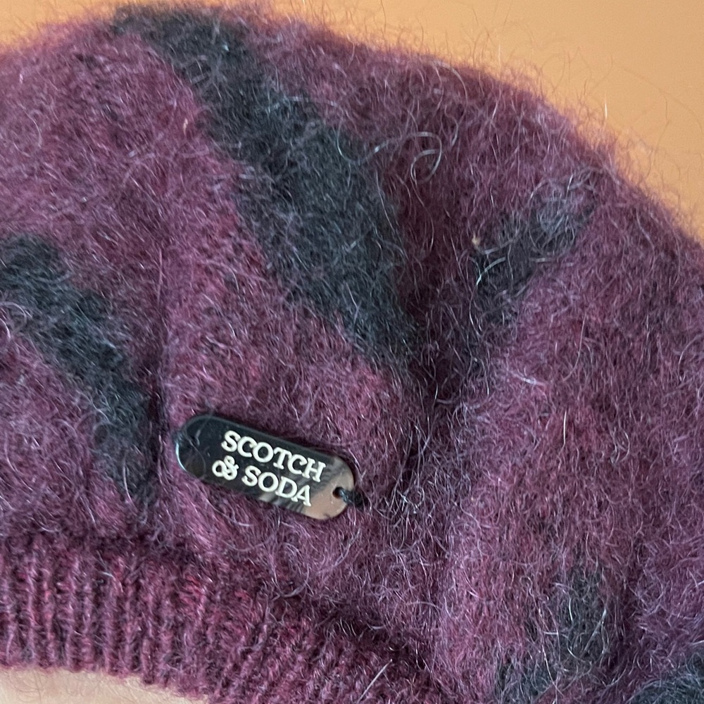 Scotch & Soda Maroon Beret with Black and Gray Details